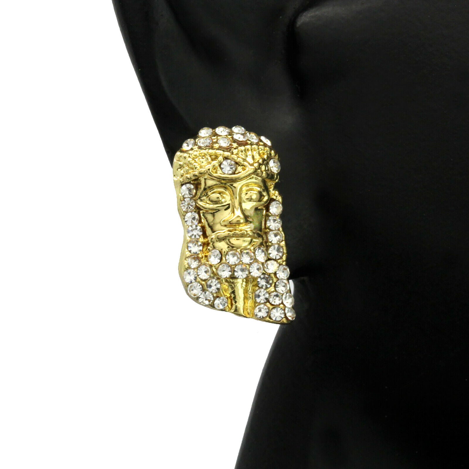 Cz Jesus Face GOLD FILLED EARRINGS