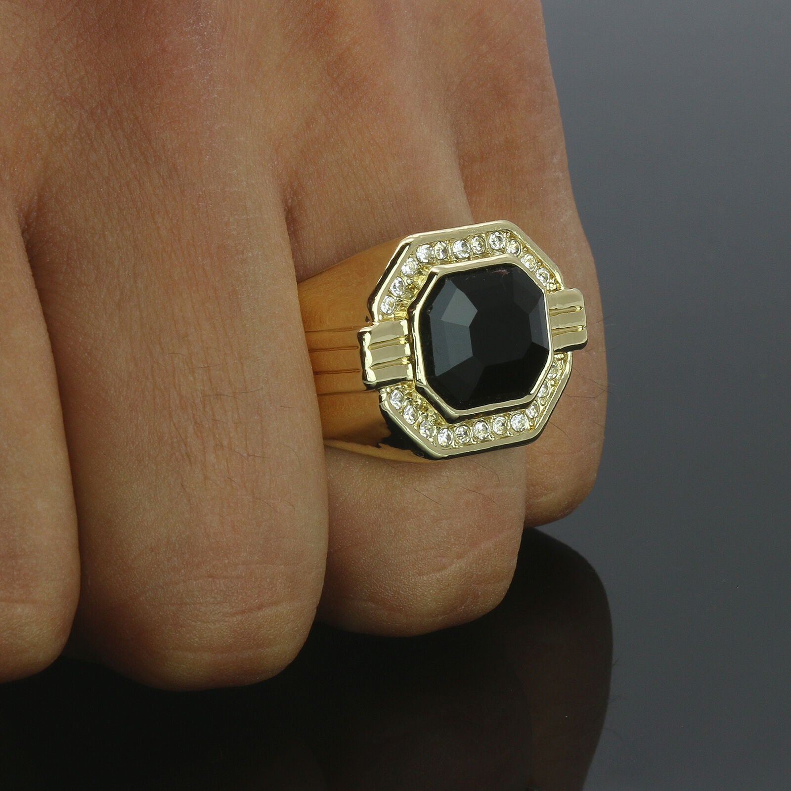 GOLD CZ BLACK RUBY