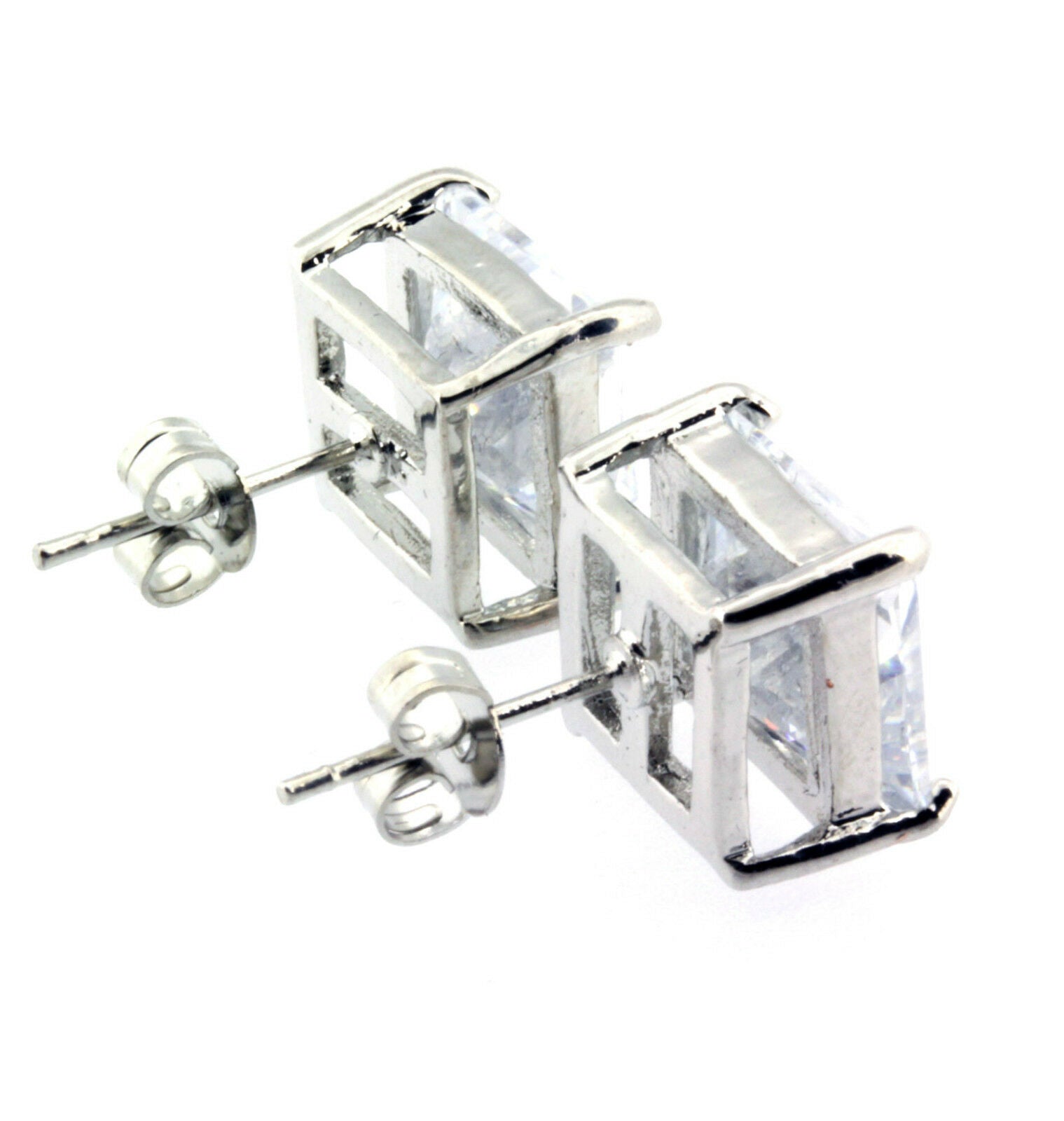 White Gold Cz Square Cubic 12 pcs