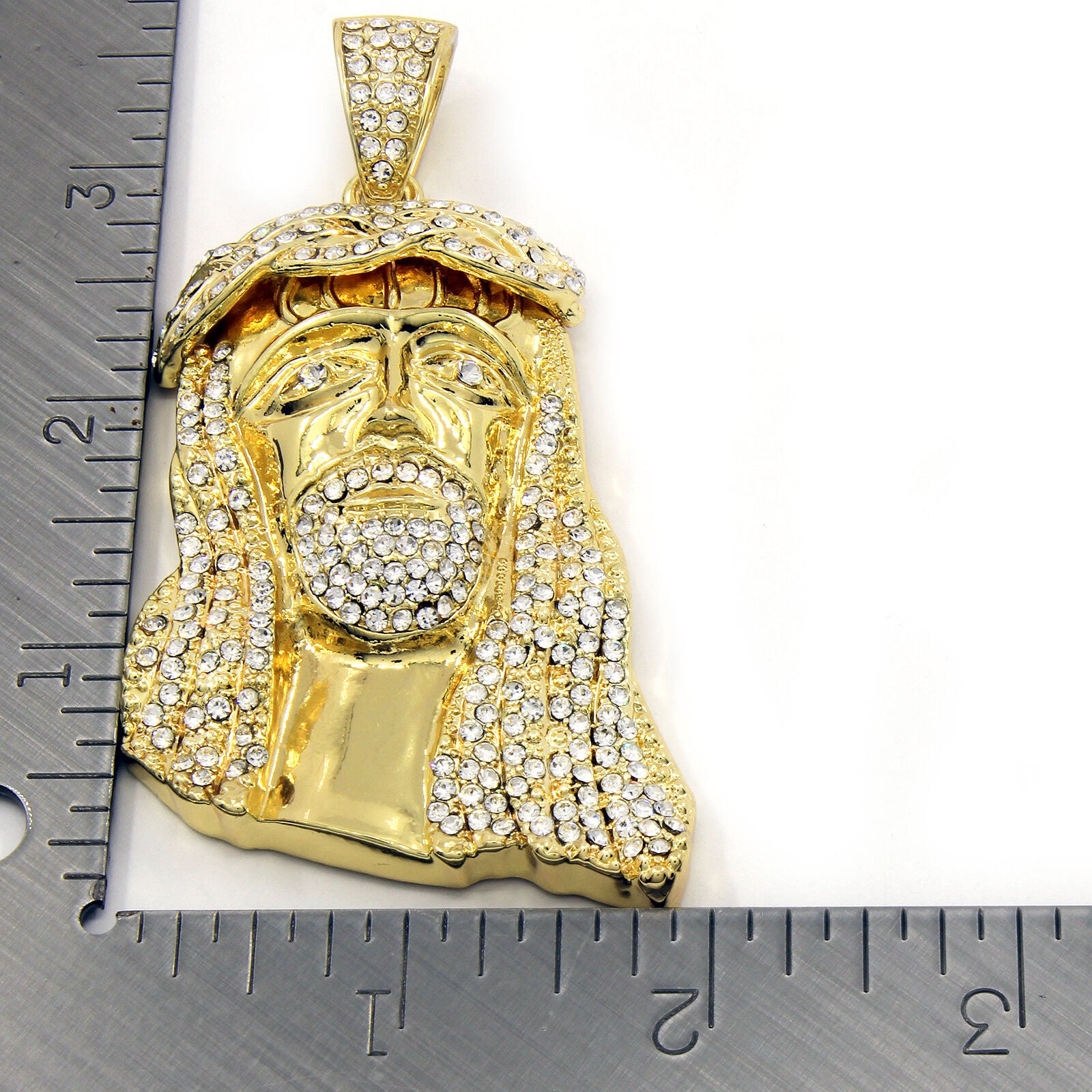 Jesus 4 Pcs Set Clear Cz Cuban, Tennis & Rope Chain Bundle Gold PT