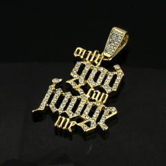 Gold Plated Only God Can Judge Me 24" Rope Chain/Stainless Steel Huggie Hoop Thin Earrings