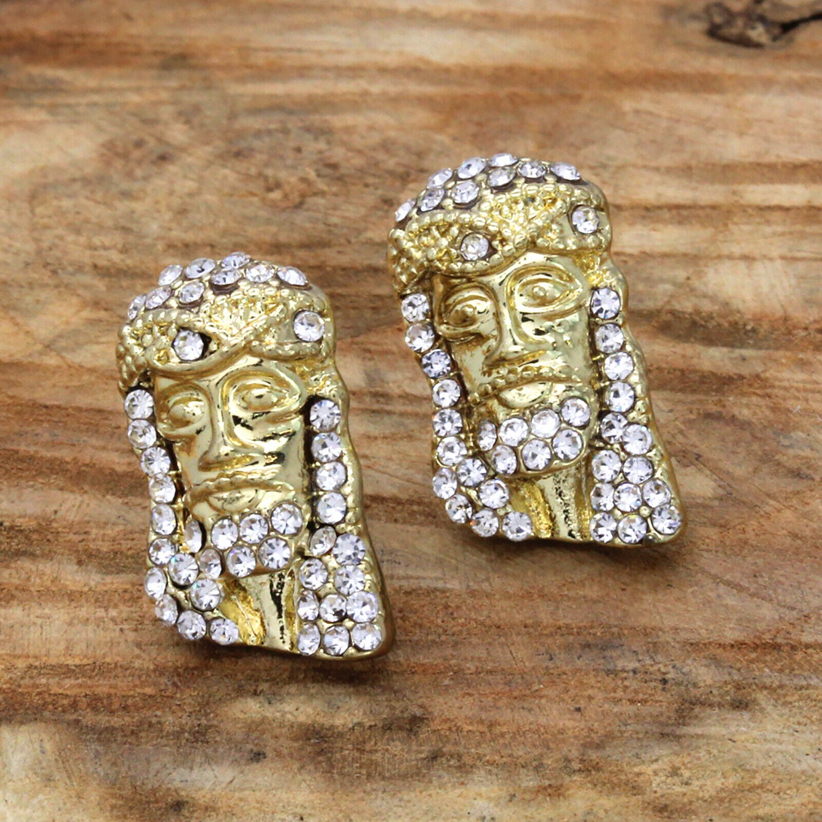 Cz Jesus Face GOLD FILLED EARRINGS