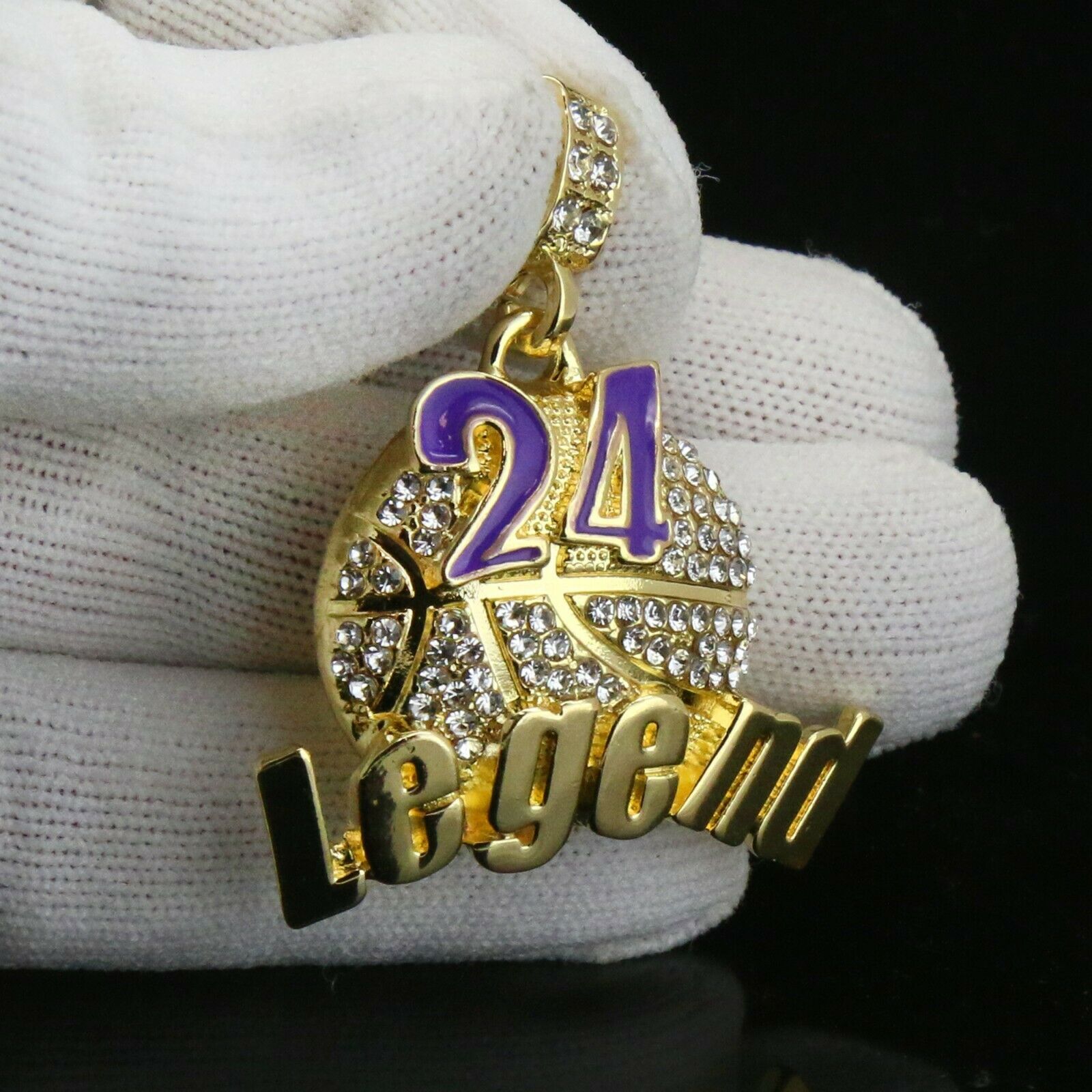 Gold / Purple #24 Legend Basketball Pendant with Rope Chain