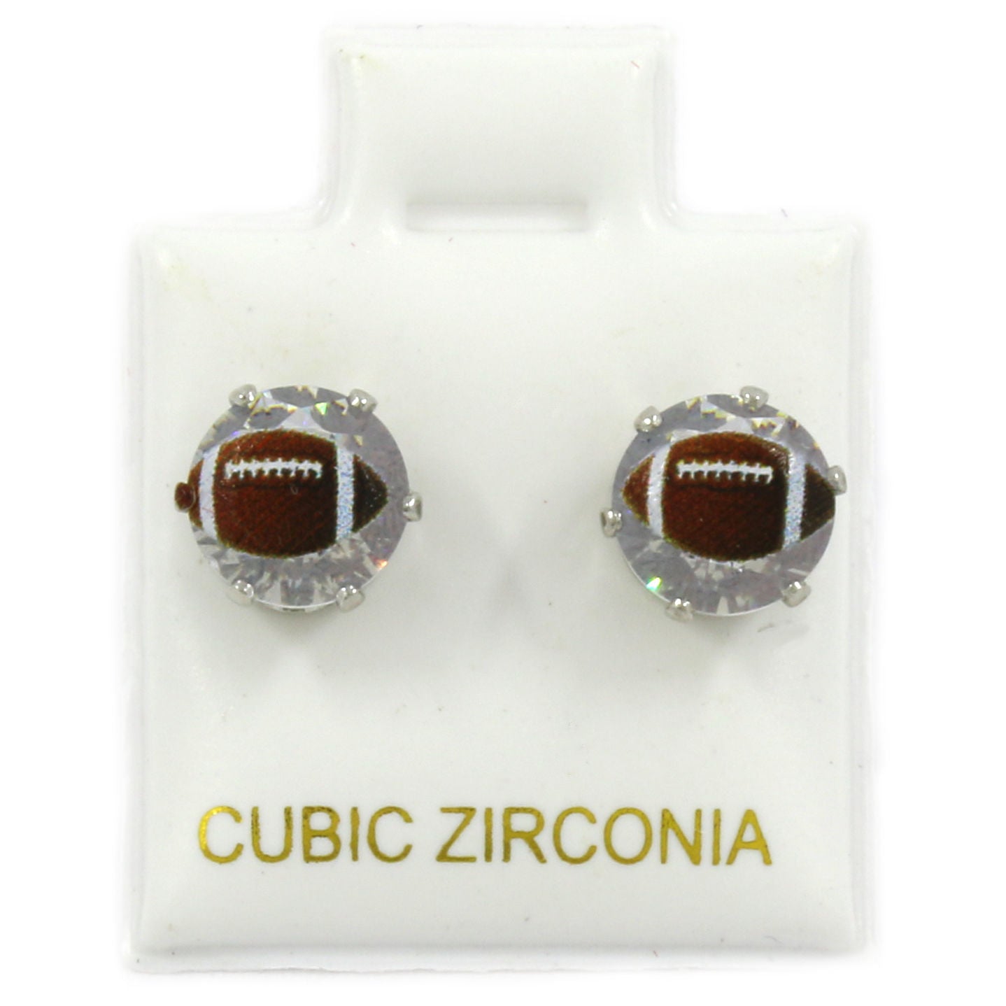 Silver Cz Football Stamp