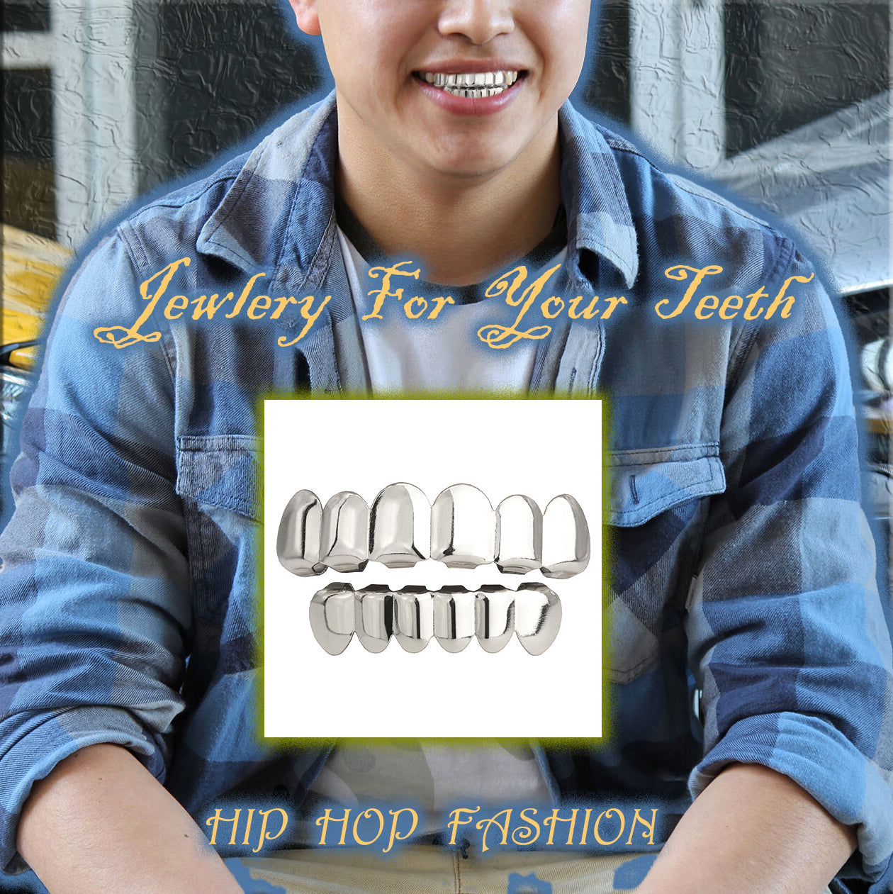 18k WHITE GOLD TOP & BOTTOM PLAIN GRILLZ