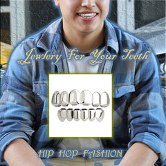 18k WHITE GOLD TOP & BOTTOM PLAIN GRILLZ