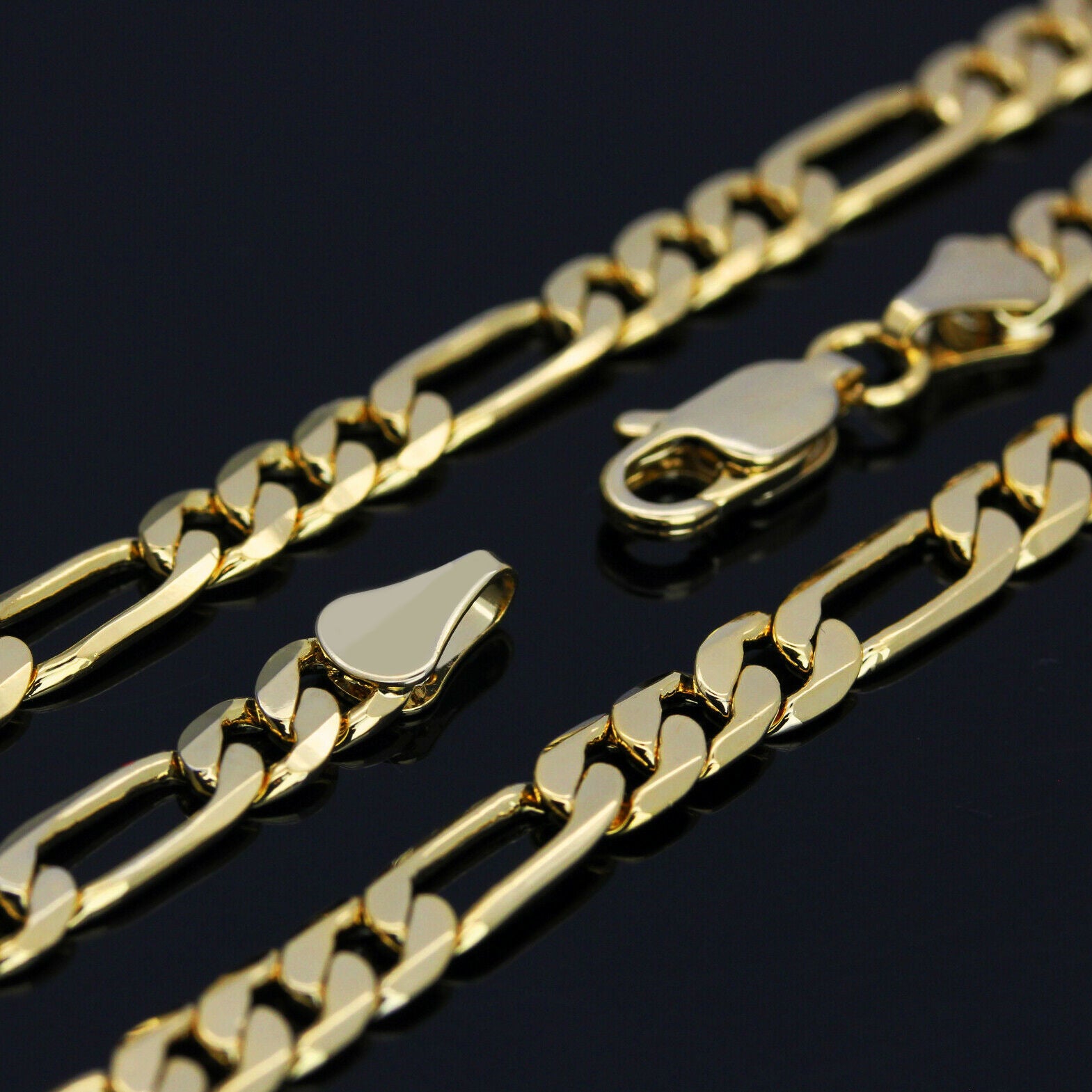 Staple Edge Cross Pendant 20" Figaro Chain Hip Hop Style 18k Gold Plated