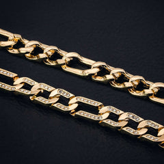 14k Chain 3pcs Bundle 18" Tennis Choker 20" Figaro & 24" Miami Cuban Chain