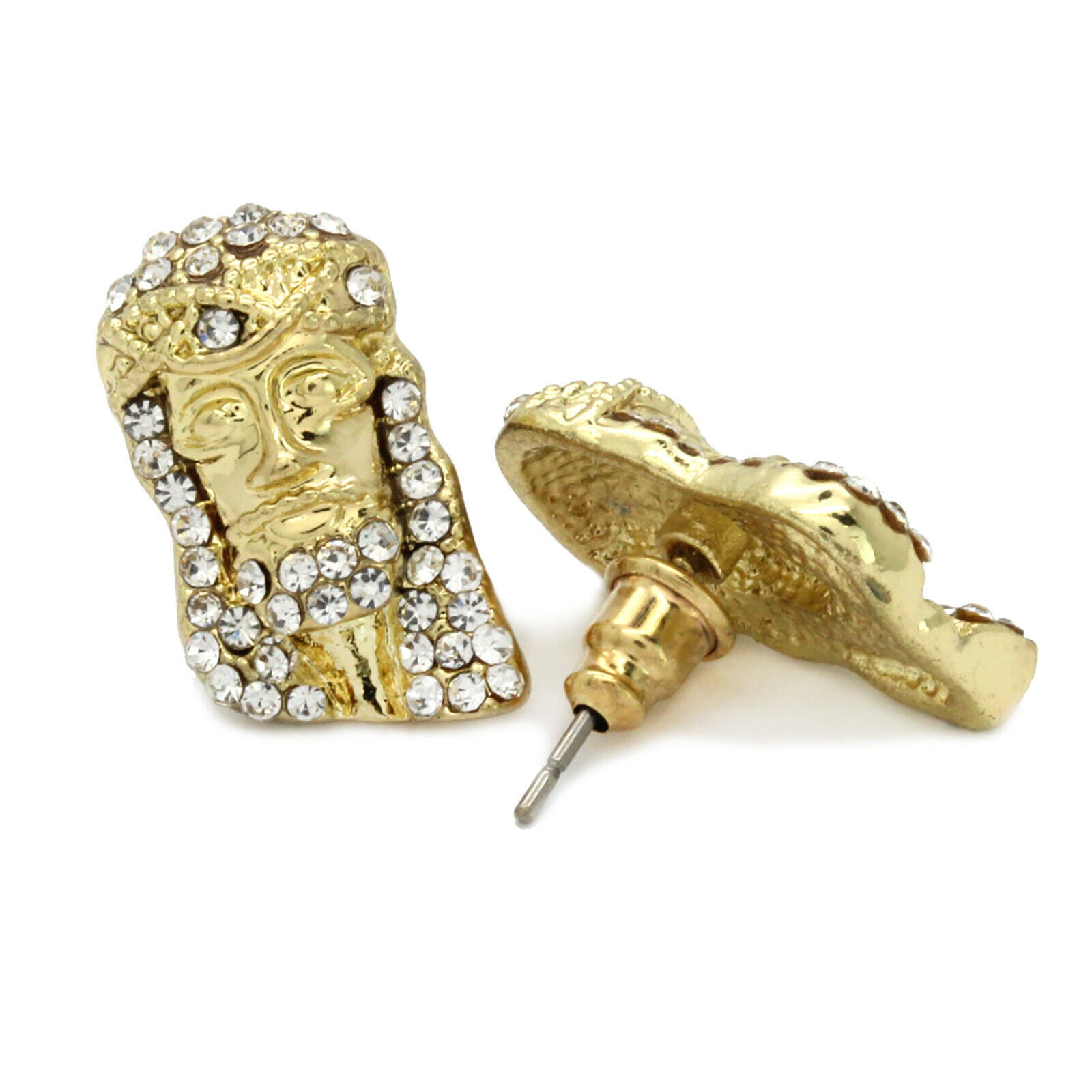 Cz Jesus Face GOLD FILLED EARRINGS