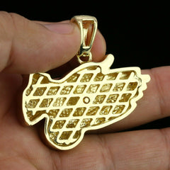 3pc Men's Gold Plated Cz Thick Prayer Hands w/ Cz Cuban & Thin Tennis Chain 22"/24