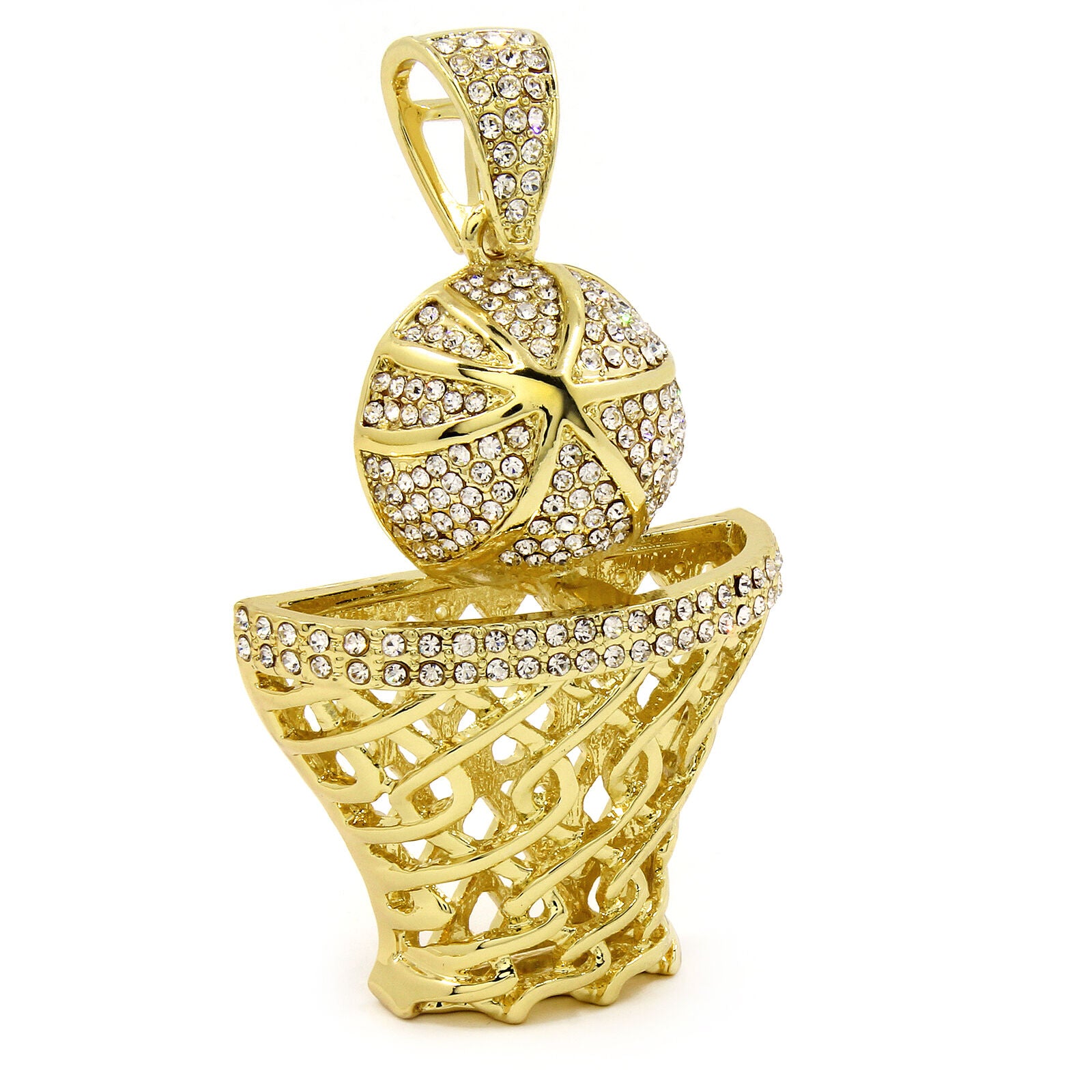 Gold Basketball Pendant Necklace – 10mm Miami Cuban Link Chain (30")