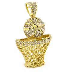Gold Basketball Pendant Necklace – 10mm Miami Cuban Link Chain (30")