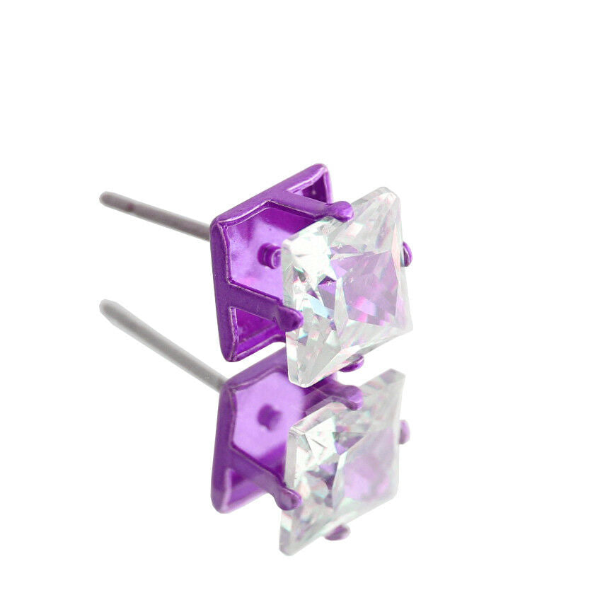 Purple Cz Square 12pcs