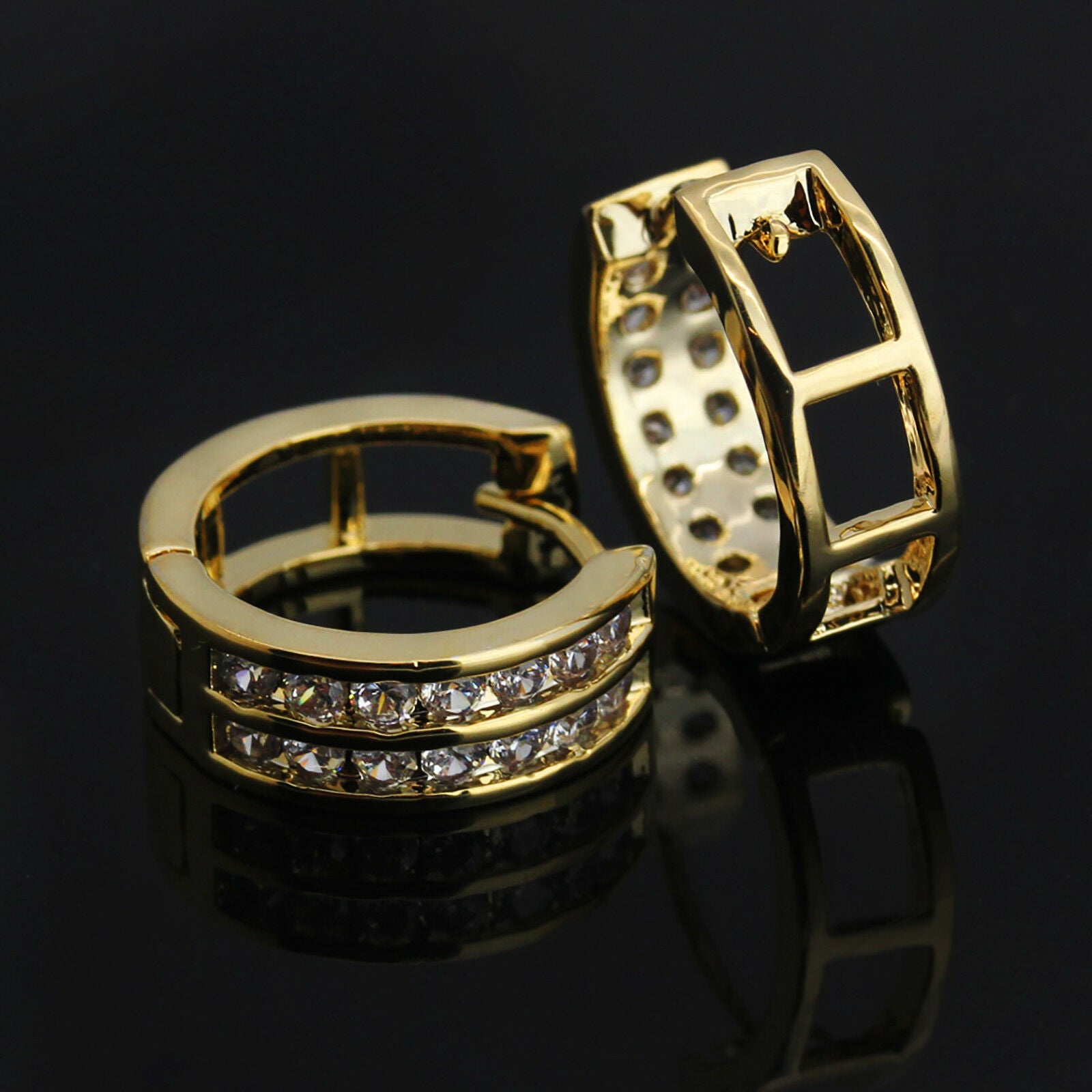 Huggie Hoop 2 Row GOLD FILLED EARRINGS