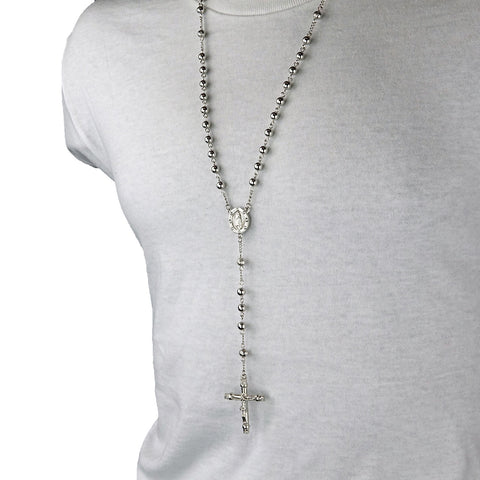 SILVER ROUND GUADALUPE ROSARY