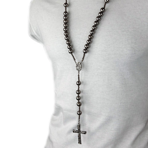 HEMATITE 15mm  GUADALUPE ROSARY