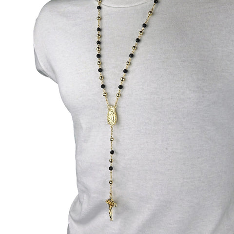 GOLD - BLACK GUADALUPE ROSARY