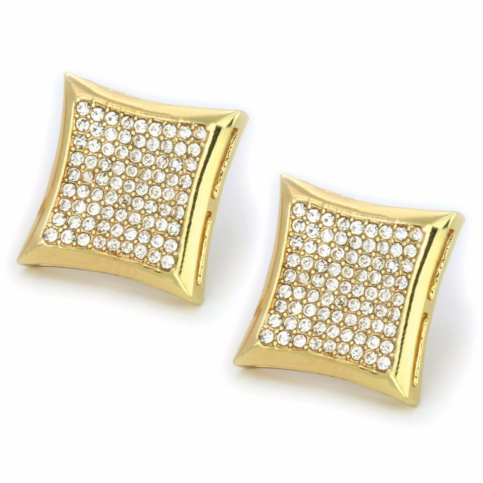 Screw Back Gold Cz Kite 9 Row
