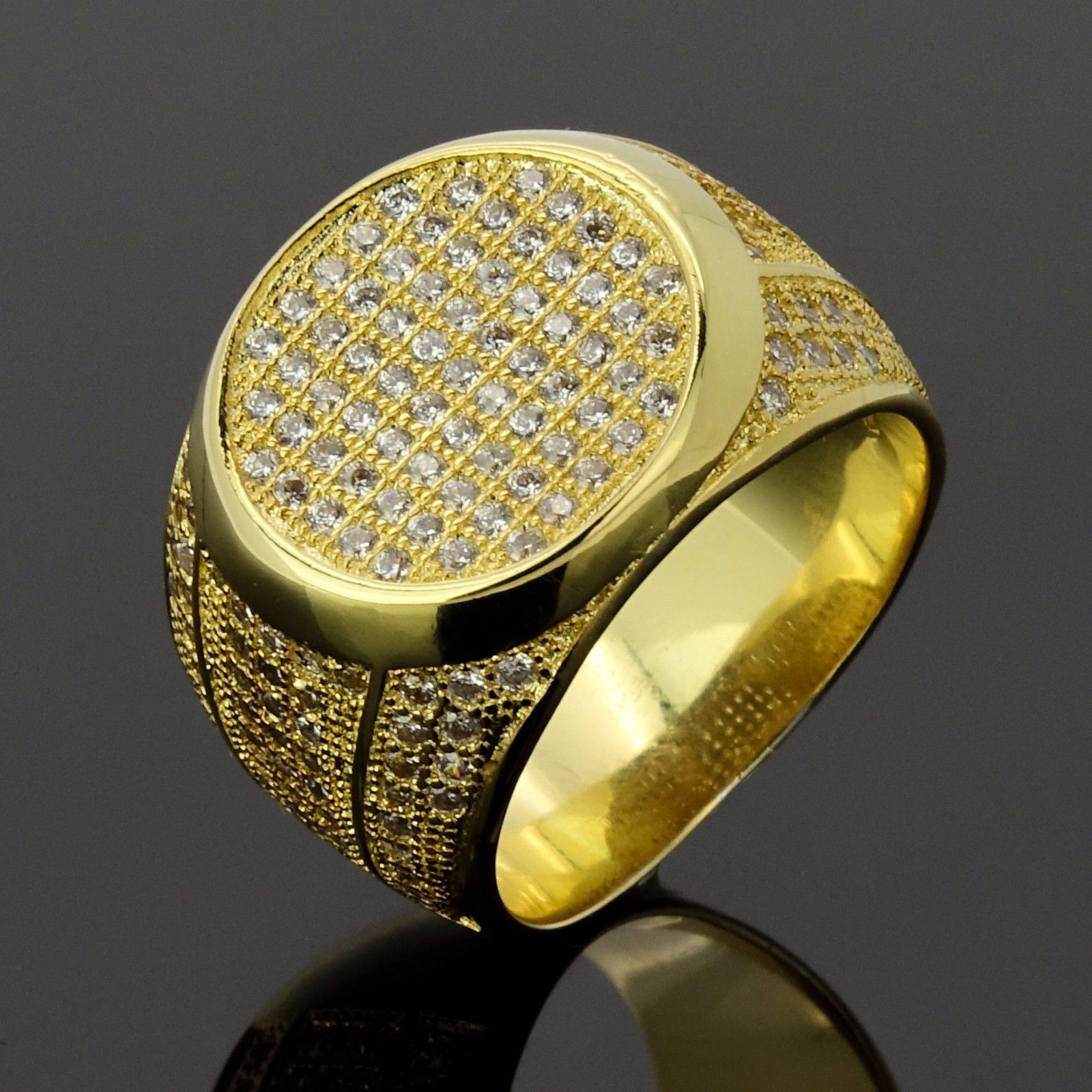 GOLD ROUND FLAT FACE ICED