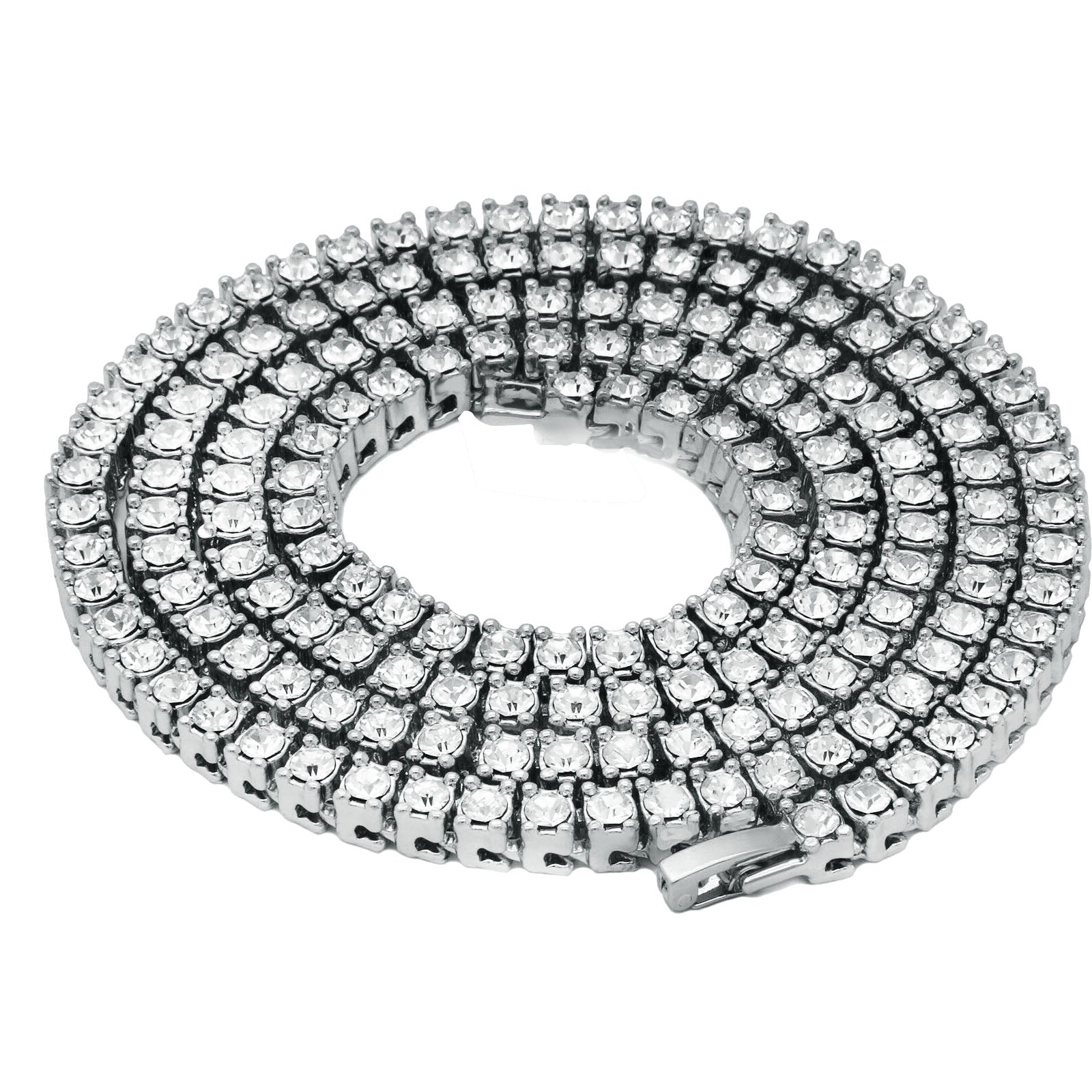 White GOLD TENNIS CHAIN 18" 20" 24" 30"
