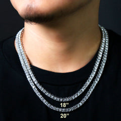 White GOLD TENNIS CHAIN 18" 20" 24" 30"