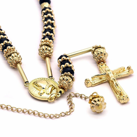 GOLD BLACK PRAYER HAND ROSARY