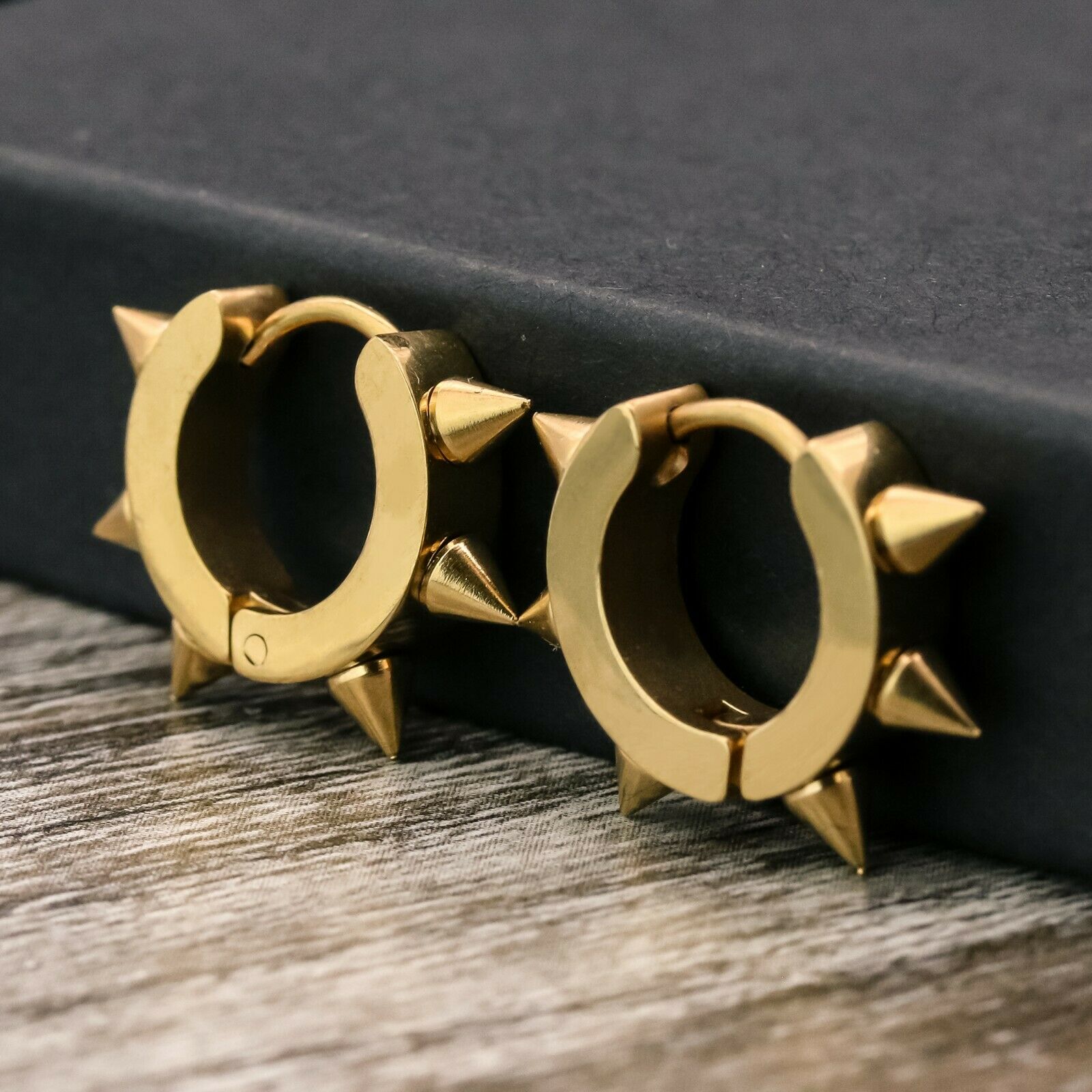 Small Spiked 18k Gold Stainless Steel Plain Earring