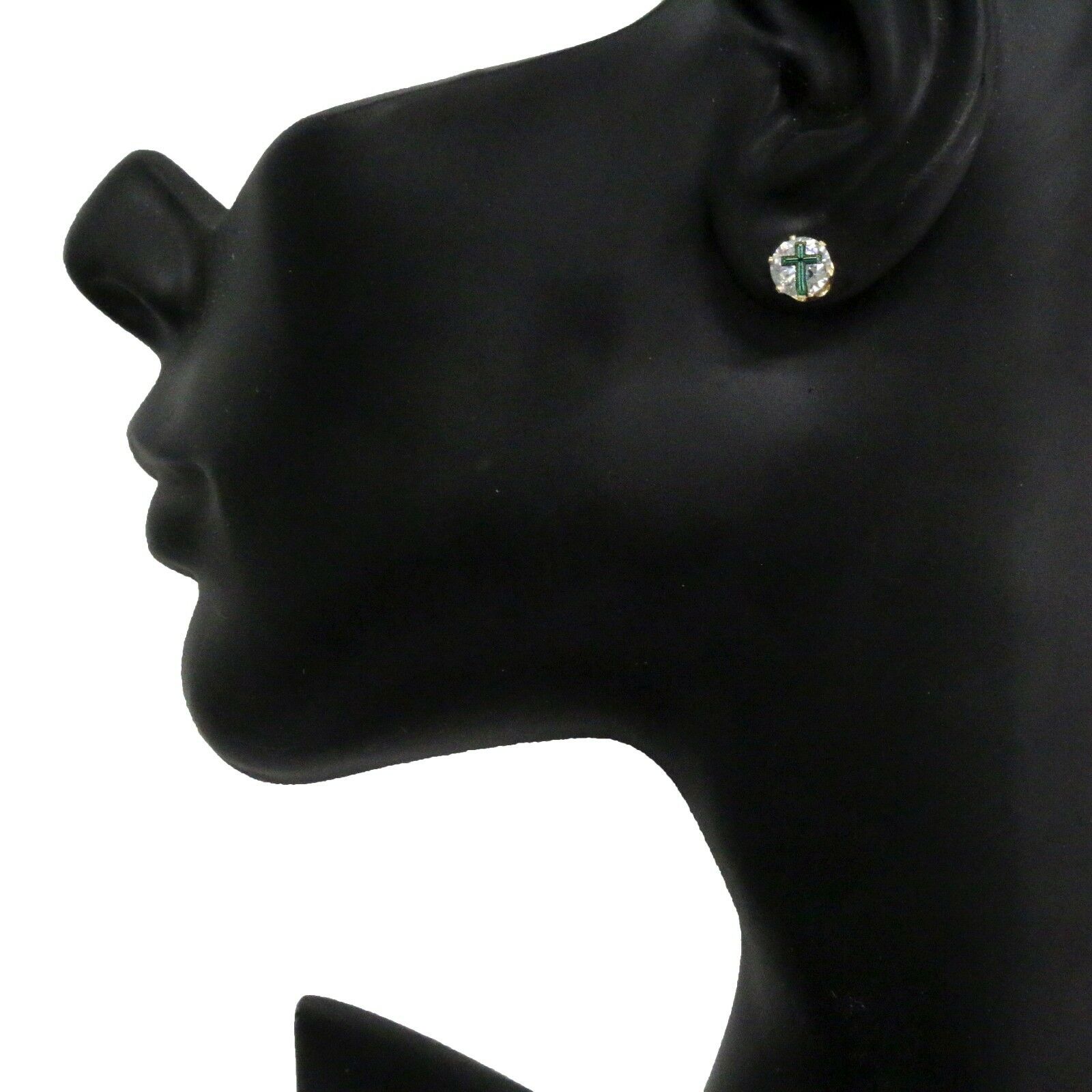 Gold Cz Green Cross Stamp