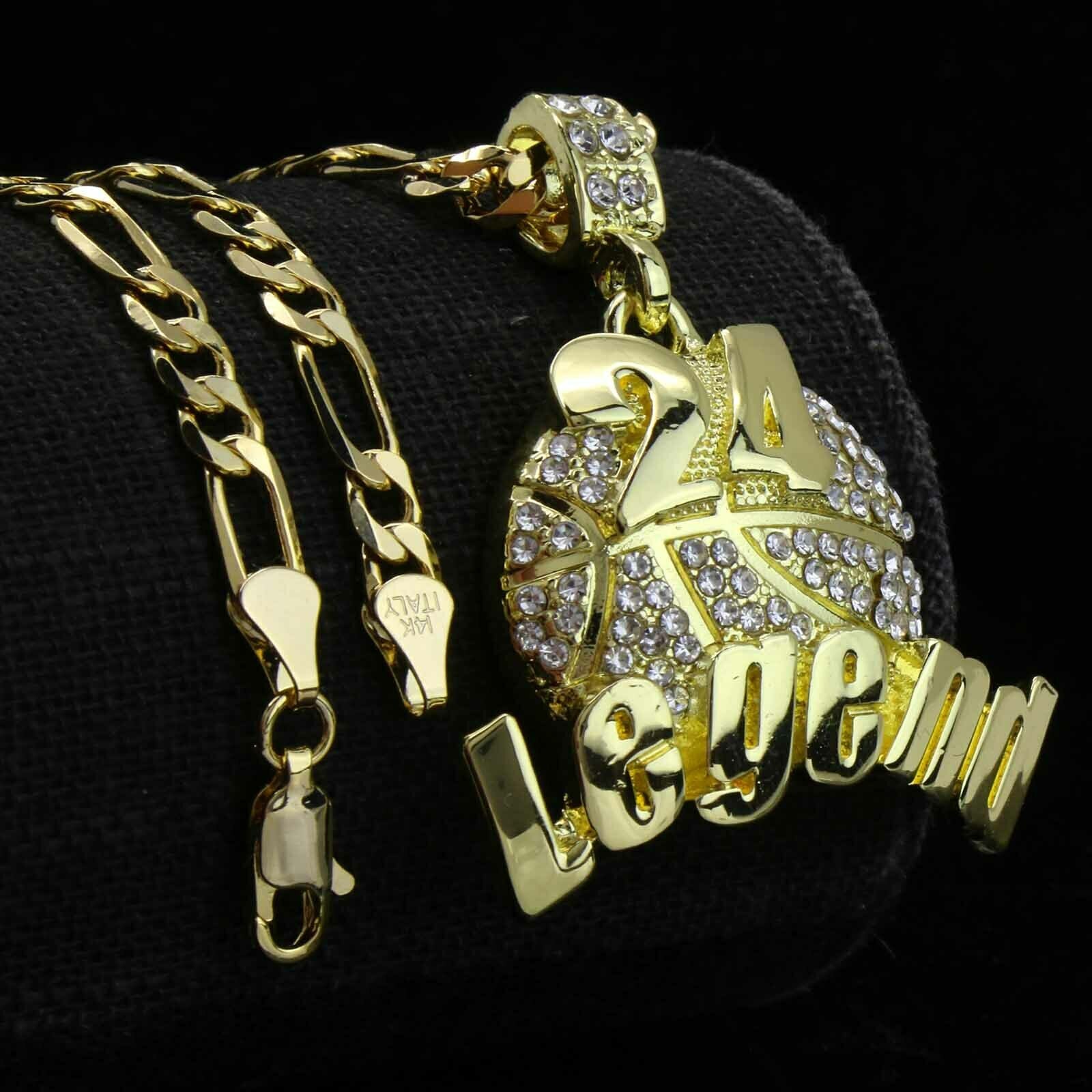 Gold #24 Legend Basketball Pendant with Rope Chain