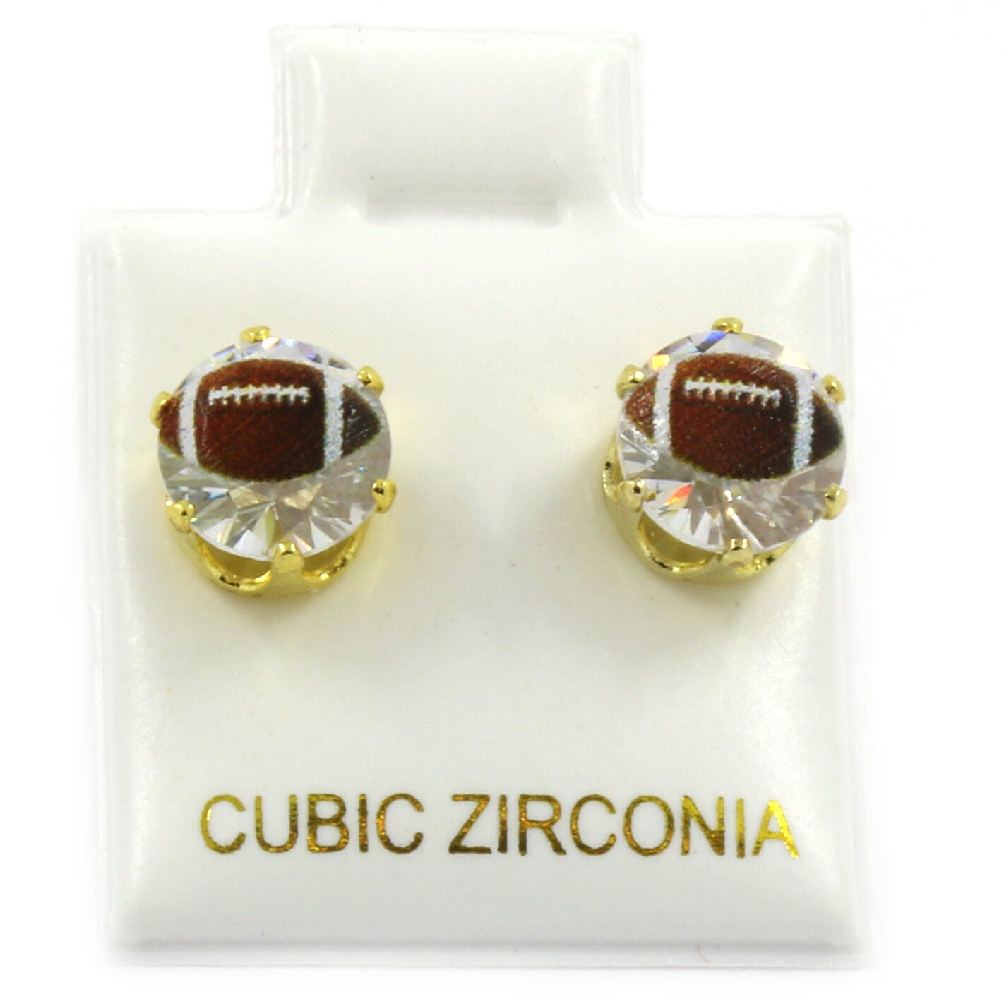 Gold Cz Football Stamp