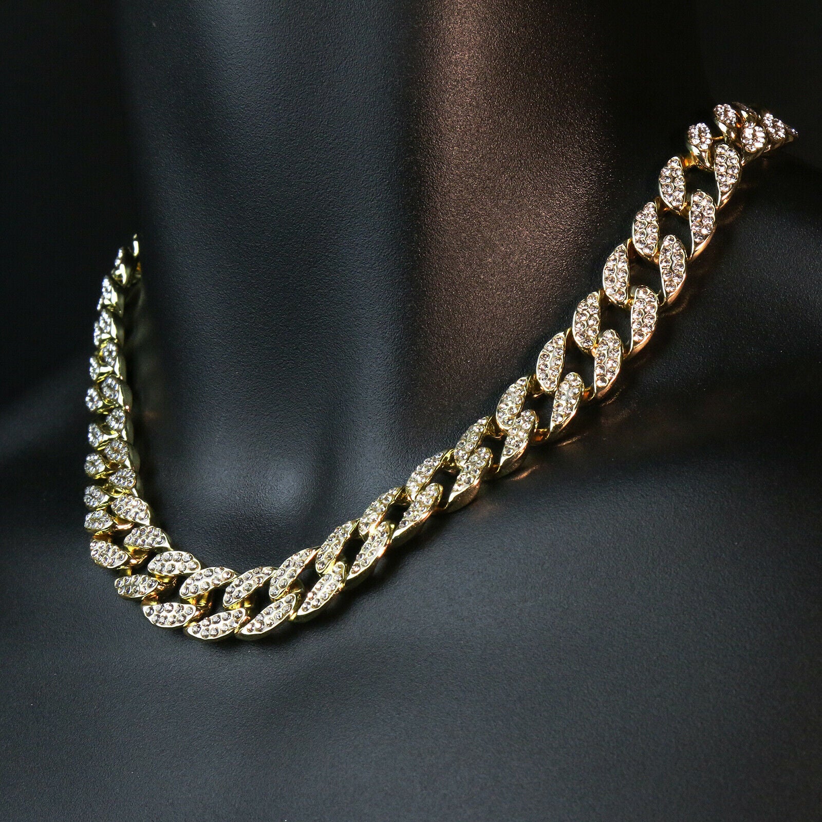 3pc Cz Large Money Sign Pendant Gold Plated 18, 20" Fully Cz Cuban Choker Chain