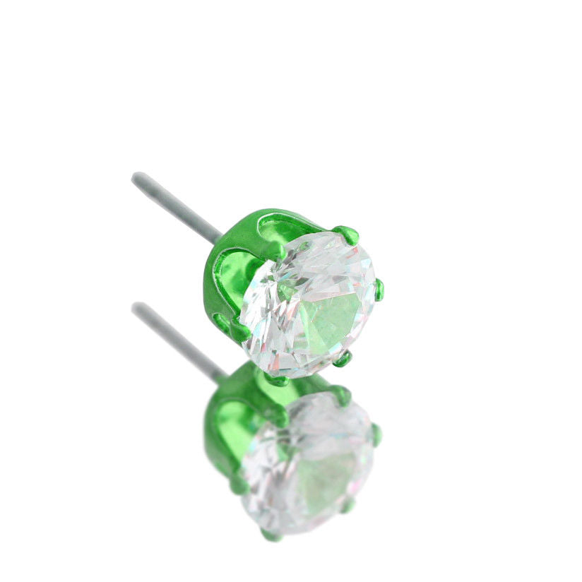 Green Cz Round 12pcs