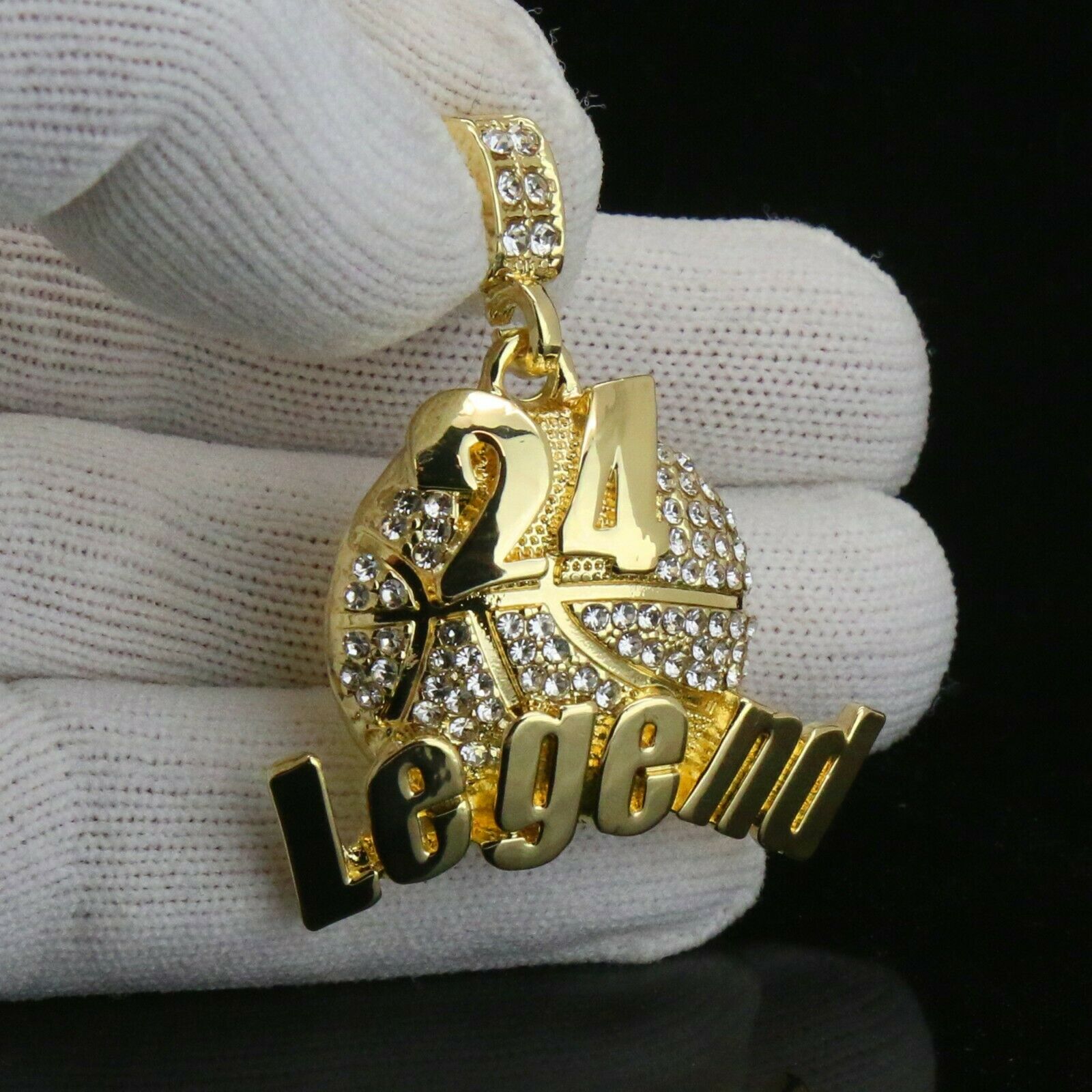 Gold #24 Legend Basketball Pendant with Rope Chain