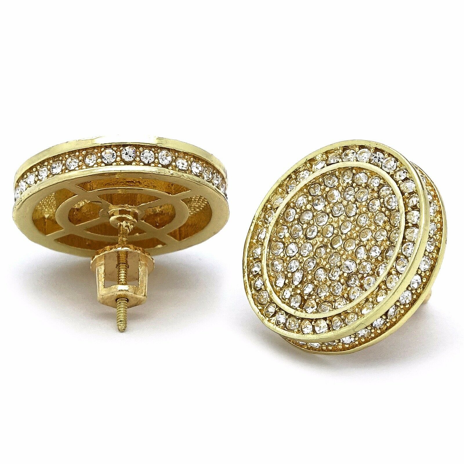 Screw Back 17mm Iced Out Circle Round