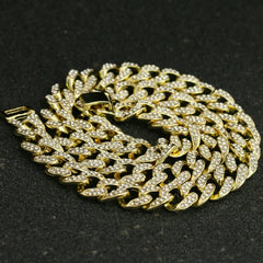 3pc Men's Gold Plated Cz Thick Layer 23 w/ Cz Cuban & Thin Tennis Chain 22"/24