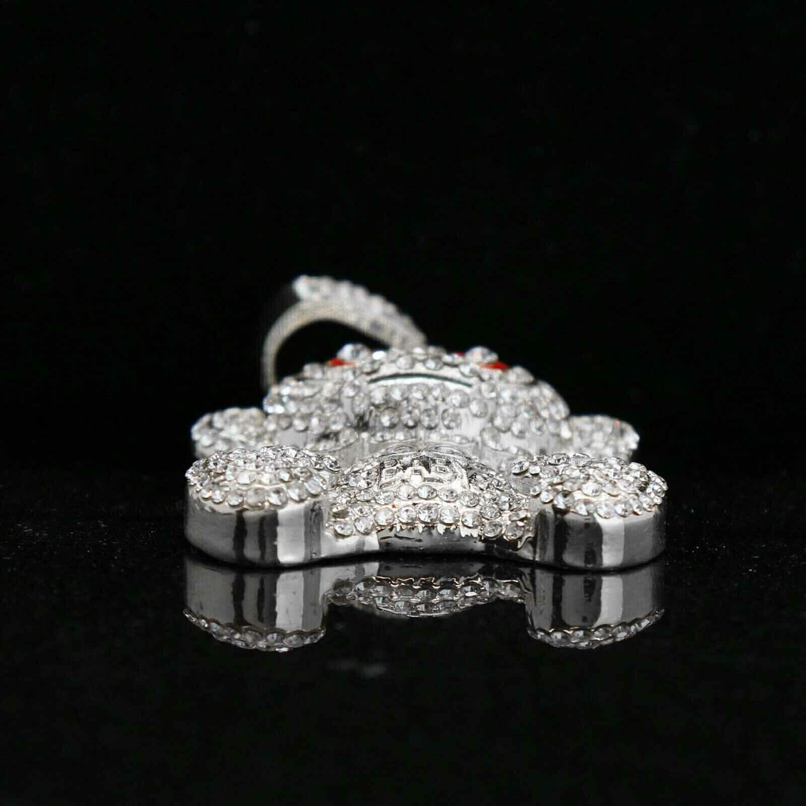 Baby 38 Iced out Pendant Silver Plated Franco Chain 4mm 24"