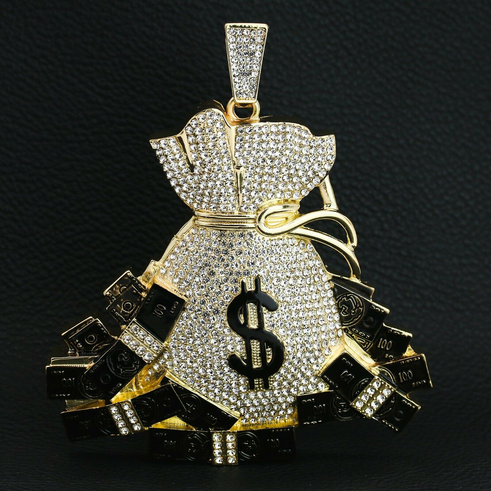 3PC XXL Money Bag Pendant & Iced Cuban Chain Set 18"/20" – Hip Hop Bling