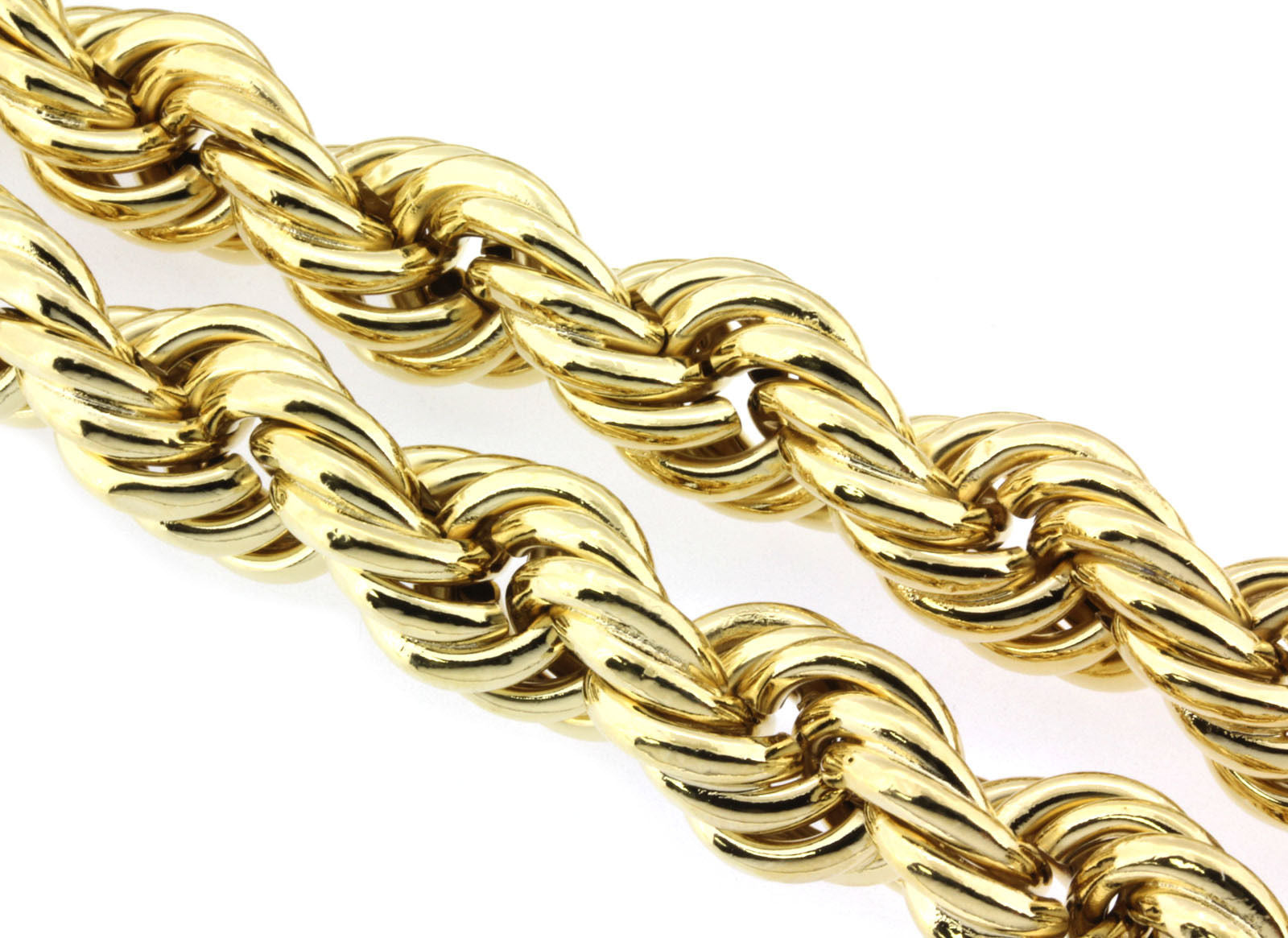 24k Real Gold Plated Rope Chain Necklace 36" Inches 14mm-25mm