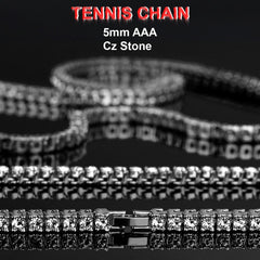 White GOLD TENNIS CHAIN 18" 20" 24" 30"