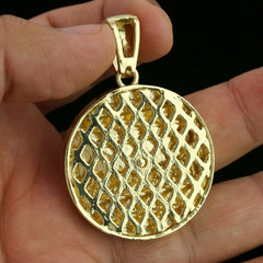 Men's Gold Plated Cz Thick Round Last Supper w/ Cz Cuban & Thin Tennis Chain 22"/24