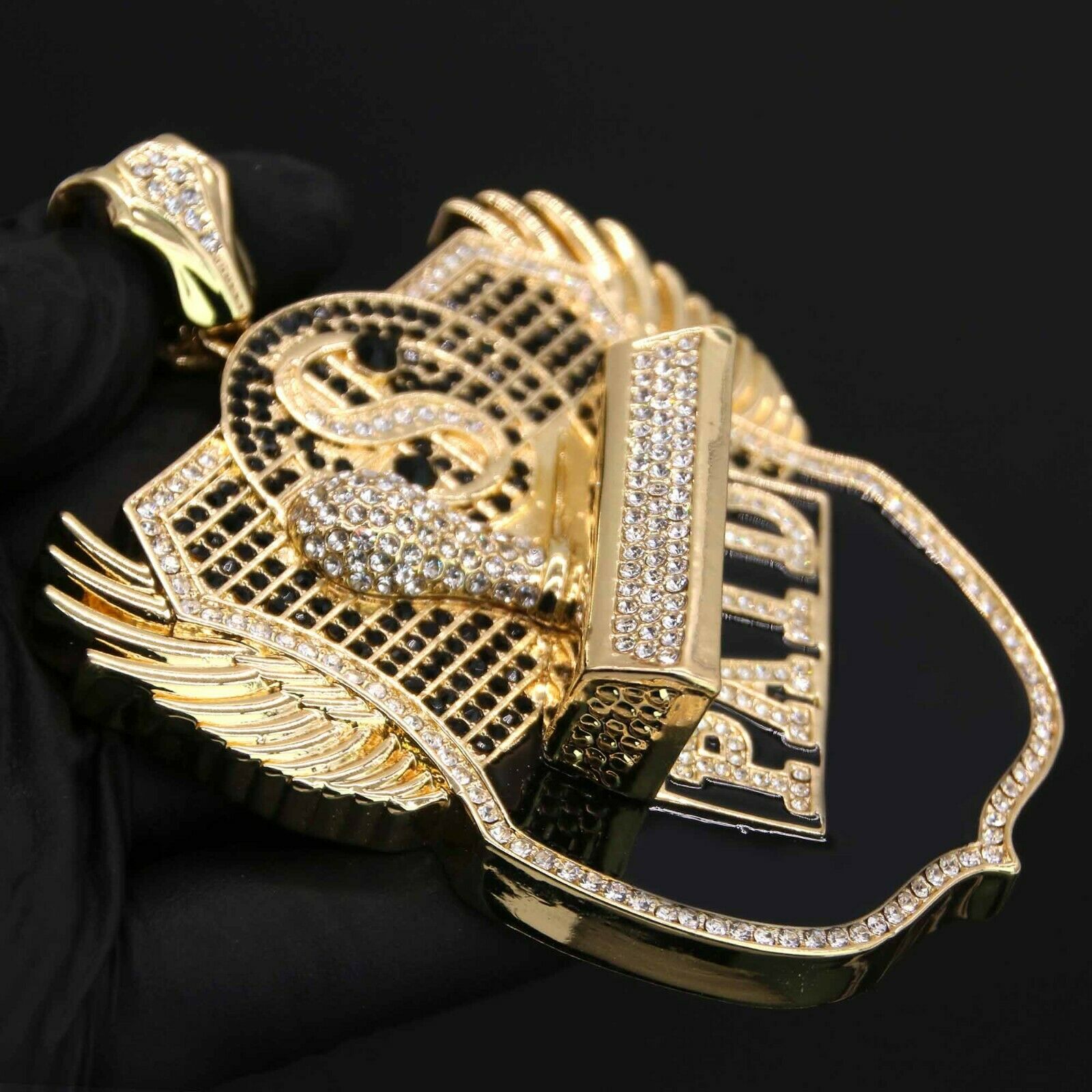 3PC Set – Paid Badge Pendant with 18"/20" Iced Cuban Chains (Gold)