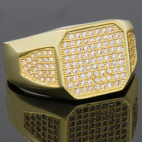 GOLD RECTANGLE SIDE CZ