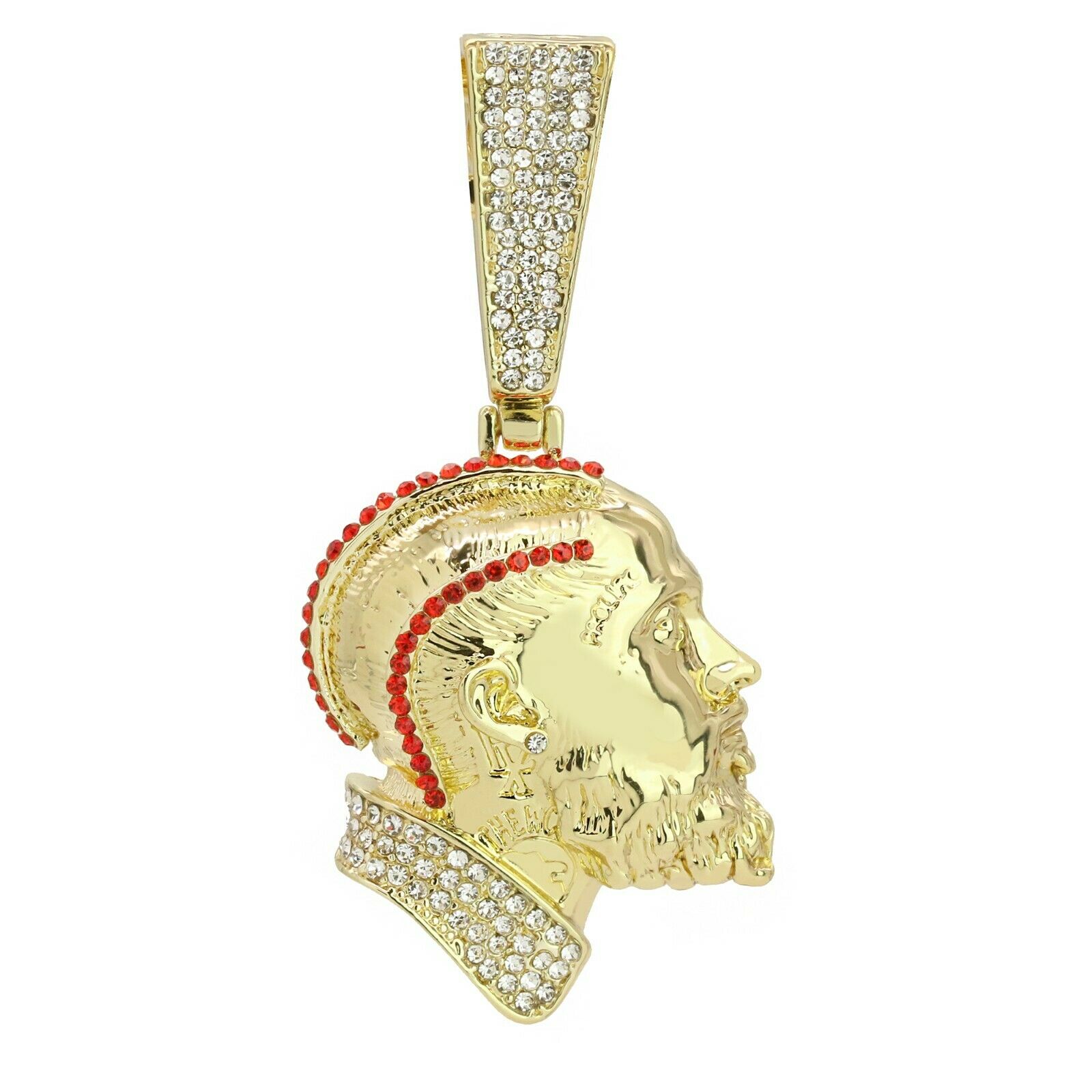 Red Cz Rapper Face NIpsy Hustler 4 Pcs Set Clear Cz Cuban, Tennis & Rope Chain Bundle Gold PT