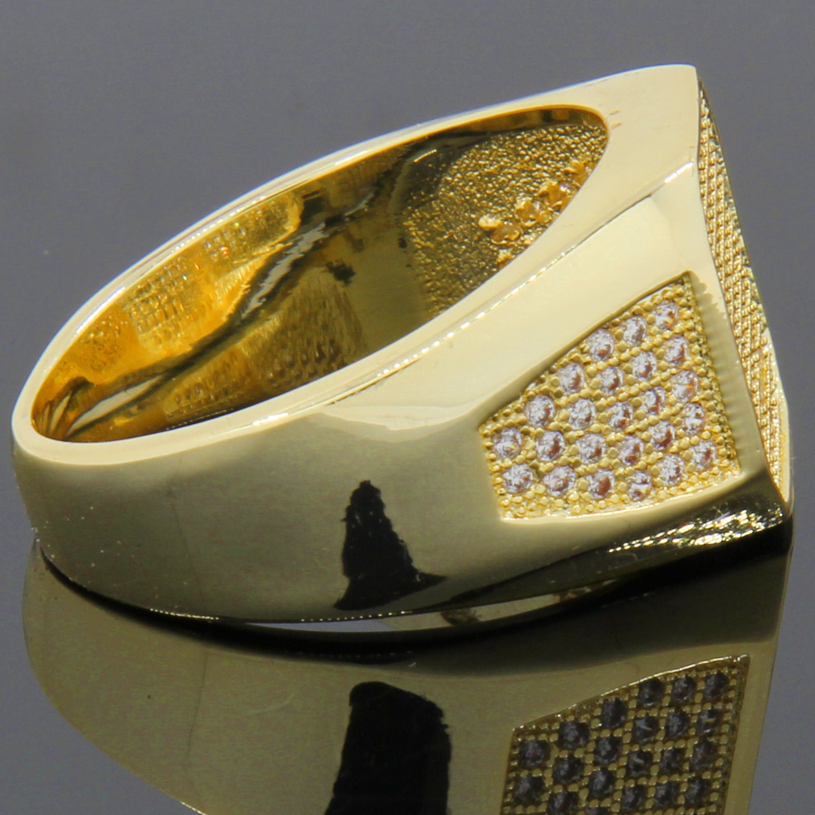 GOLD RECTANGLE SIDE CZ