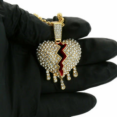 Broken Heart Drip 4 Pcs Set Cuban, Tennis & Rope Chain Bundle Gold PT