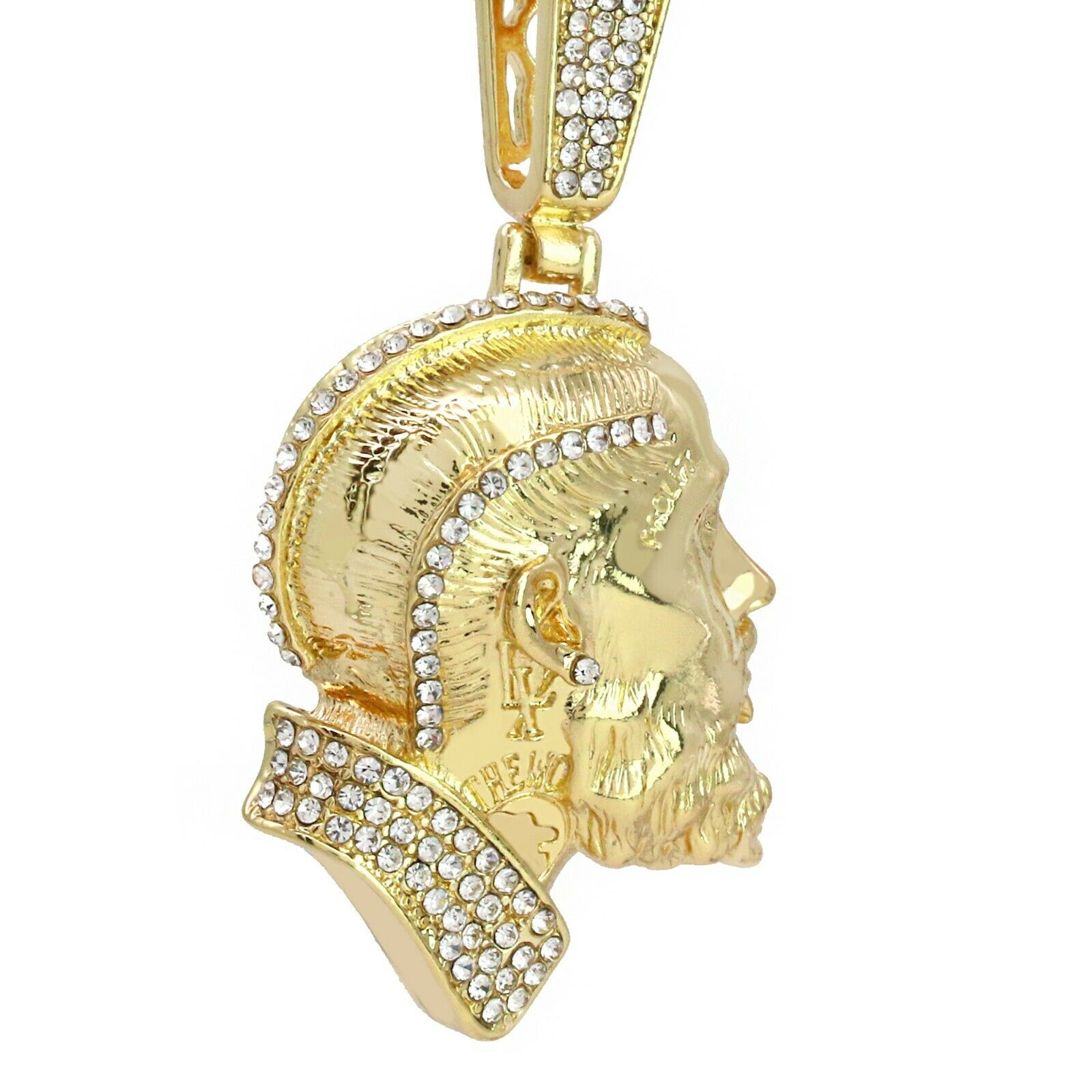 Clear Cz Rapper Face NIpsy Hustler 4 Pcs Set Clear Cz Cuban, Tennis & Rope Chain Bundle Gold PT