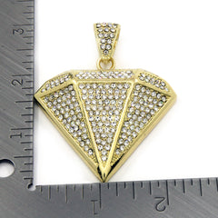 Gold Round Diamond NECKLACE 10mm Miami Cuban Link Chain – Iced Out Gold Pendant Necklace