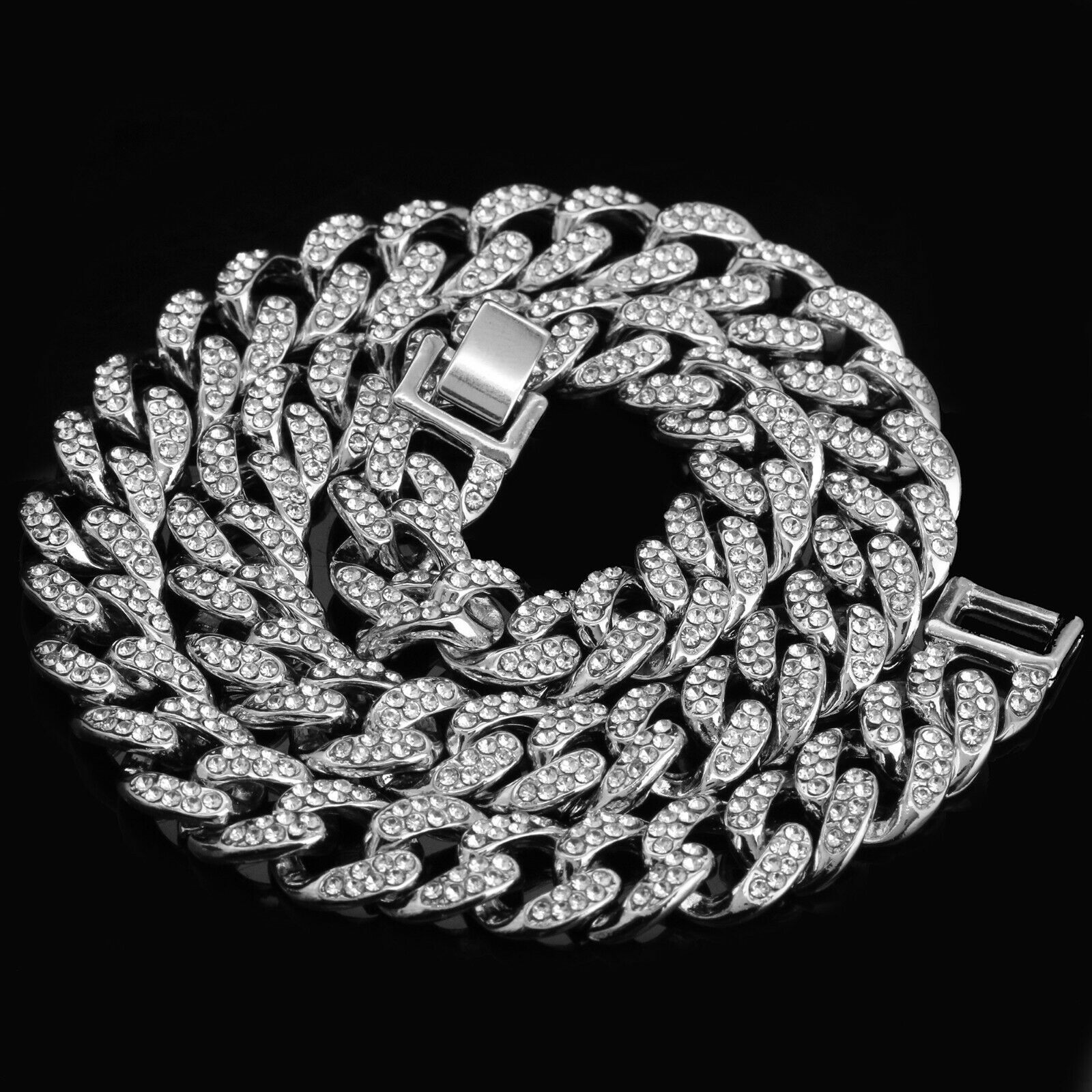 3pc Men's Silver Plated Cz Thick Layer Ankh w/ Fully Cz Cuban & Tennis Chain 18"/20"