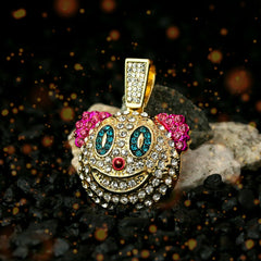 High Fashion Gold Plated AB Cuban Tennis Chains & Fully Cz Clown Pendant