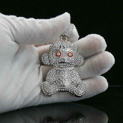 Baby 38 Iced out Pendant Silver Plated Franco Chain 4mm 24"